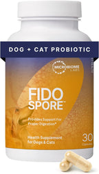 Microbiome Labs Fidospore - Dog Probiotics for Digestive Health & Immune Support - Spore-Forming Pet Probiotics for Dogs & Cats Gut Health - Flavored with Grass Fed Beef Liver (30 Capsules)