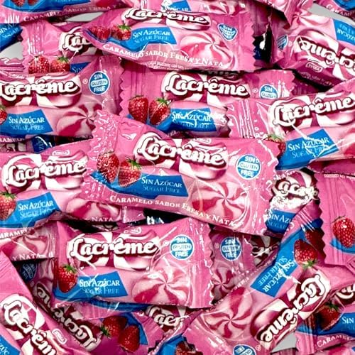 La Creme Sugar Free Strawberry & Cream Candy – 1 lb Luxuriously Tangy Strawberry Cream Flavor-Guilt-Free, Individually Wrapped-Ideal Diabetic Candy, Gluten Free(16 oz)