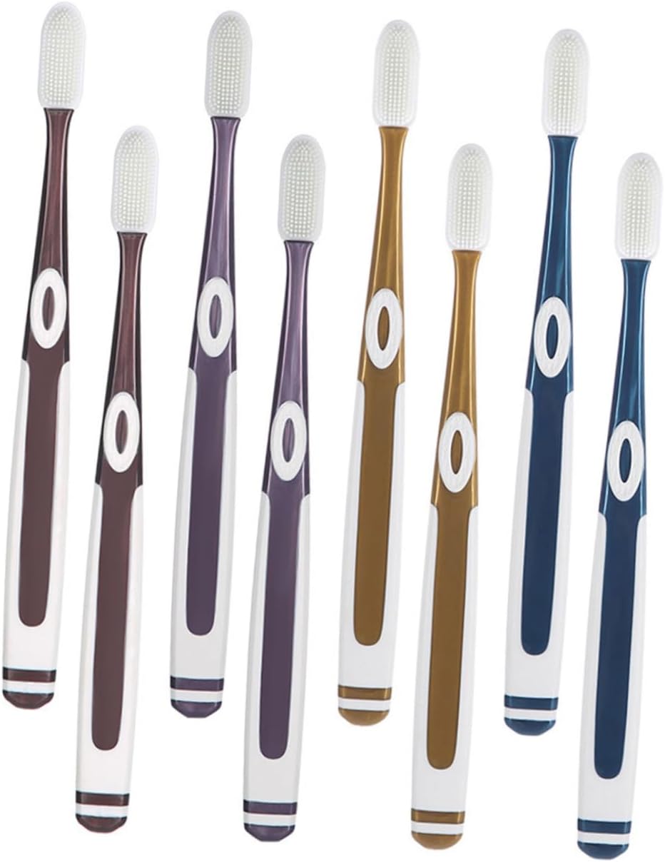 minkissy 8Pcs Soft Silicone Replacement Heads for Adult Toothbrushes Ergonomic Design Portable Travel Use for Household Teeth Care