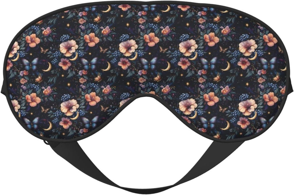 Butterfly Flower Moon Sky Print Sleep Masks for Women Men, Double-Sided Eye Masks for Sleep, Blackout Eye Covers for Travel Sleeping