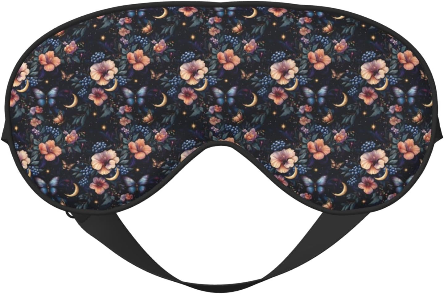 Butterfly Flower Moon Sky Print Sleep Masks for Women Men, Double-Sided Eye Masks for Sleep, Blackout Eye Covers for Travel Sleeping