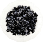 Erliway 100g Natural Snowflake Obsidian Crystal Chips, 7-9mm Tumbled Chips Crushed Crystal Stone, Polished Crystal Chip for Fish Tank, Healing Tumbled Crystal Chip for Reiki Jewelry Making Home Décor