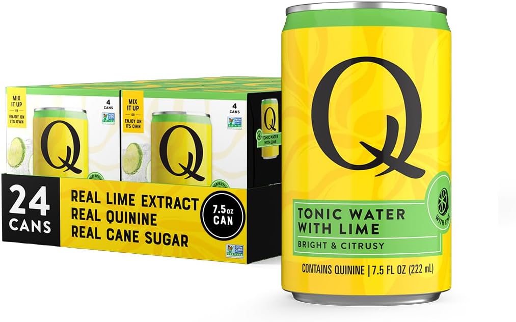 Q MIXERS TONIC WATER with LIME - Real Quinine & Lime Extract - Ideal for Cocktails & Mocktails - Made with Real Ingredients, Perfectly Carbonated & Lightly Sweet - 7.5 Fl oz (Pack of 24)