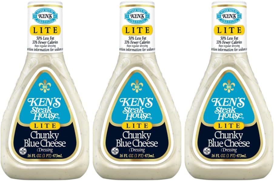 Ken's Steak House Lite Chunky Blue Cheese Dressing (16 Fl Oz, Pack of 3)