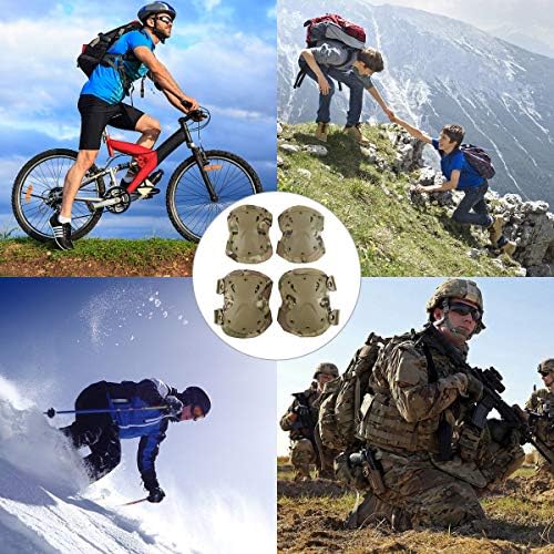 AOUTACC Combat Knee & Elbow Protective Pads Set for Outdoor CS Paintball Game Cycling Safety Skateboarding Gear Skates Knee Protection Guard Pads