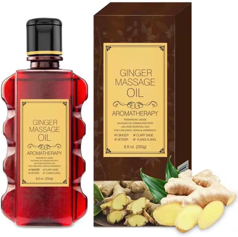 Ginger Massage Oil for Relaxing Muscles Massage Oil for Massage Body Oil for Skin Moisturizing for Men and Women 8.8 oz