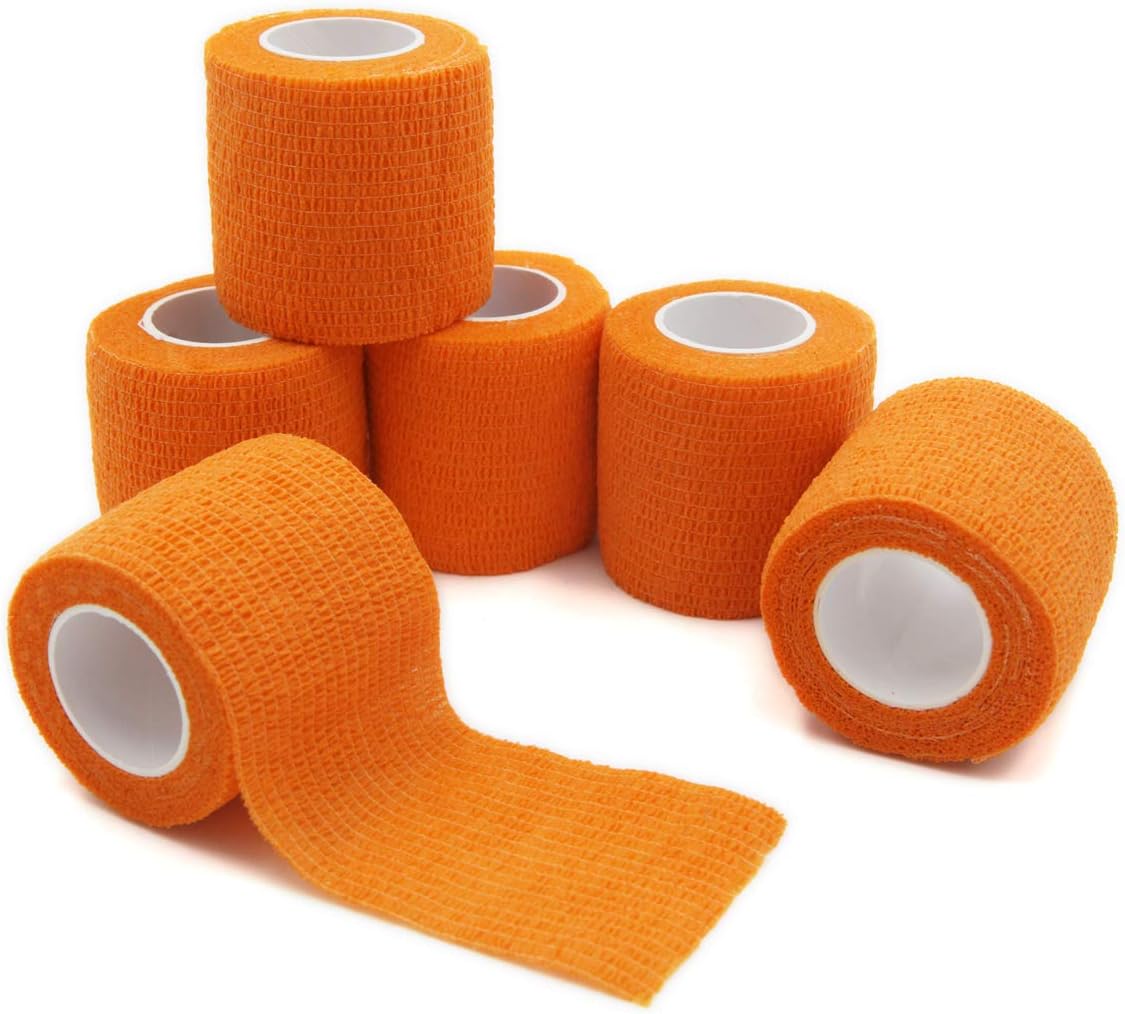 First Aid Bandages Cohesive Wrap Adhesive Self Adherent Tape Colorful (2-Inch, Orange)