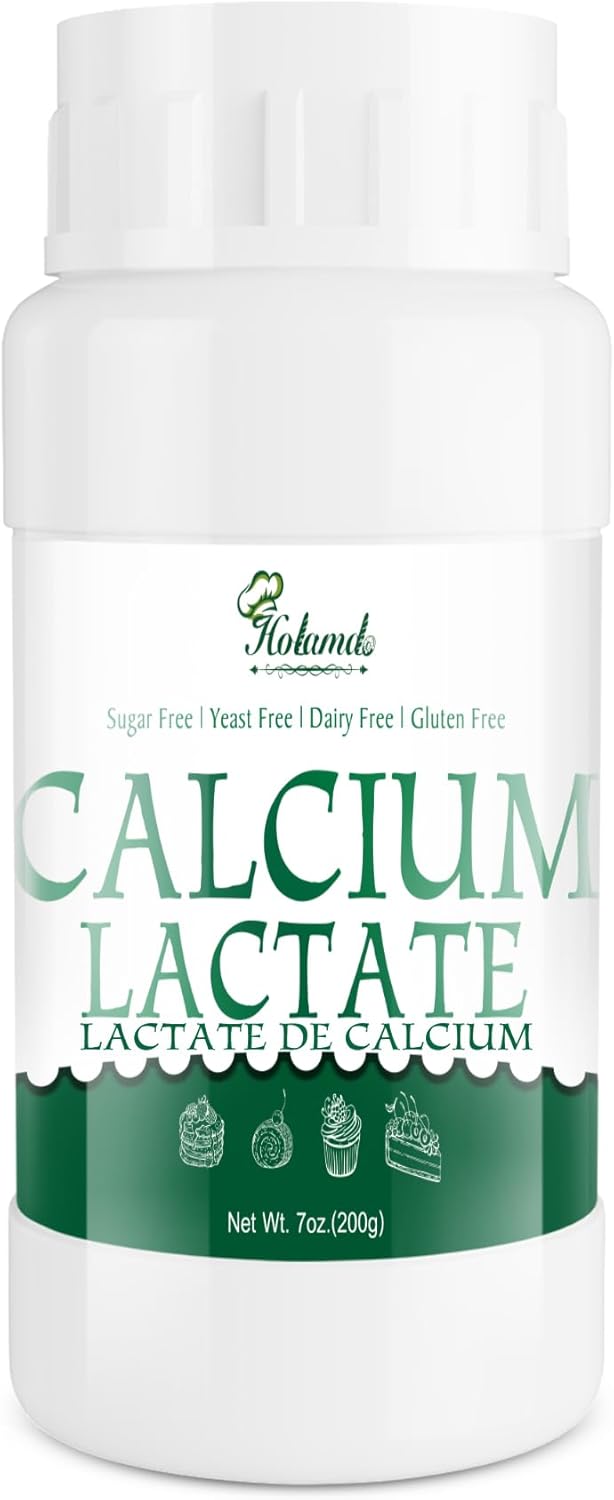 7 oz Calcium Lactate Powder, 100% Pure Calcium Lactate, Food Grade for Keep Shape of Food, Helps Neutralize Food Acidity, Suitable for Dairy Products, Breads, Pastries, Bake, Gluten-Free & Vegan