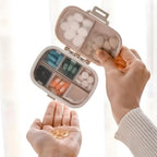 Pill Organizer, 8 Compartments Portable Pill Case, Easy-to-Open Portable Moisture-Proof and Waterproof Travel Pill Organizer, for Pocket、Travel（Beige）