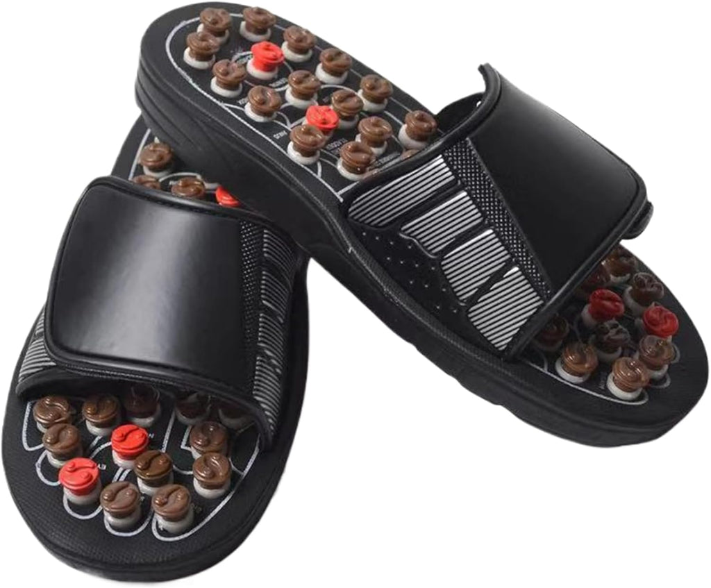 Acupressure Sandals Foot Massager Acupuncture Sandals Acupoint Stimulation Slippers Shoes Reflexology with Spring-Loaded Buttons & Adjustable Straps for Women Men, 42-43 Reflexology