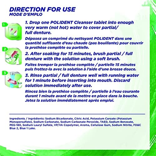 Polident Partials Denture Cleaning Tablets, Triple Fresh Mint, 84 Count, White