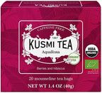 Kusmi Tea - AquaRosa - Organic Herbal Tea with Hibiscus & Berries - Caffeine Free Herbal Tea - Enjoy Hot or Iced - 20 Tea Bags