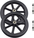 2PCs Wheels Replacement for Wheelchairs, 8" x 1" Rollator Wheels, Anti-Slip Replacement Casters Rollers Wheels Universal Wheelchair Replacement Wheel Accessories (Black)