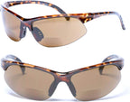 Mass Vision 2 Pair of Lightweight Bifocal Sport Wrap Reading Sunglasses, Outdoor Sun Readers for Men and Women