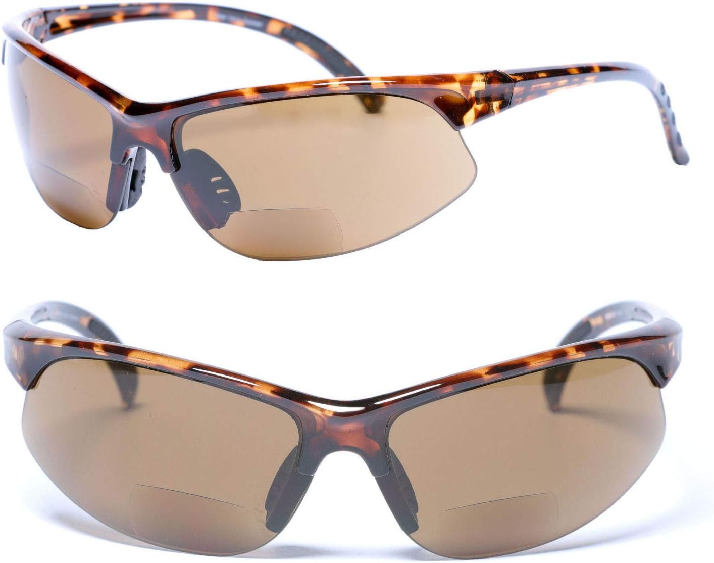 Mass Vision 2 Pair of Lightweight Bifocal Sport Wrap Reading Sunglasses, Outdoor Sun Readers for Men and Women