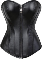 HNGHOU Corsets for Women Faux Leather Corset Top Steampunk Corsets Zipper Bustier Pirate Costume