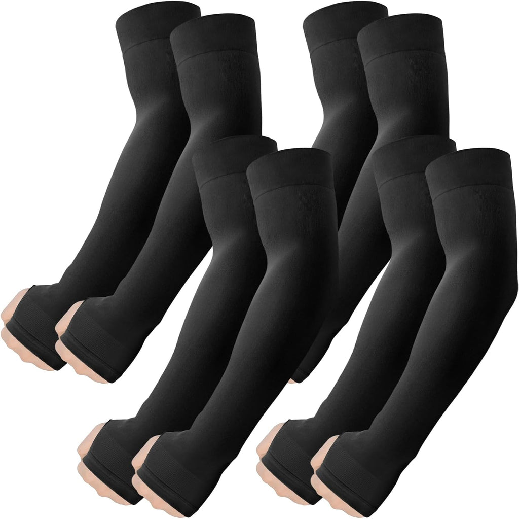 Arm Sleeves with Thumb Hole, Cooling UV Sun Protection Compression Tattoo Cover Up for Men/Women