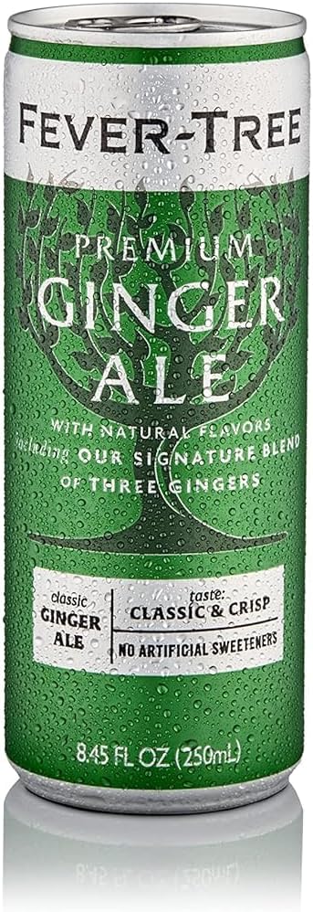 Fever-Tree Ginger Ale – Premium Mixer for Cocktails and Mocktails, 8.45 fl oz Cans, Pack of 4 – Naturally Sourced, Non-GMO