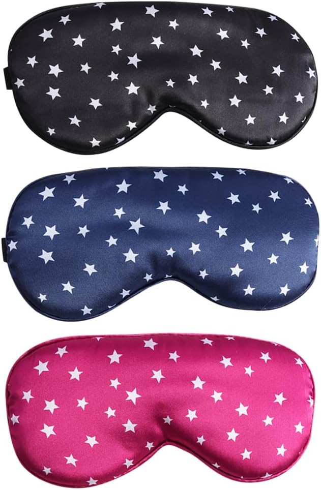 3 Pcs Star Sleeping Eye Masks Night Time Eye Covers Travel Blindfolds Nap Eye Covers Masks Soft Blackout Eye Masks with Adjustable Strap
