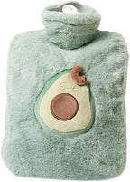Cute Hot Water Bottles, 1L (34oz) Durable Large Hot Water Bag with Cartoon Fruit Faux Fur Plush Cover for Hot and Cold Compress Hand Feet Warmer Thickened Hand Warmer for Neck and Shoulder