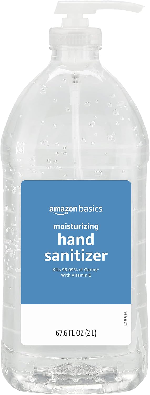 Amazon Basics Hand Sanitizer, Original Scent, Contains 62% Ethyl Alcohol, Moisturizing Formula, 67.60 fl oz, Pack of 1 (Previously Solimo)