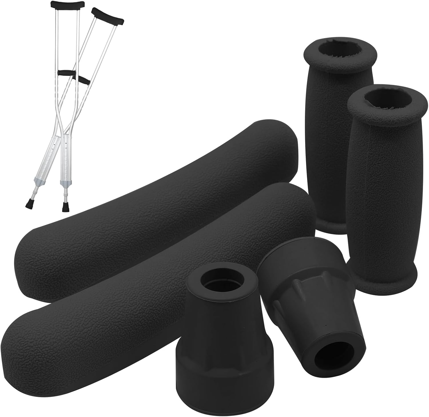 Replacement Crutch Pads 6 Pieces Crutch Accessory Replacement Kit with Armpits Hand Grips Covers Crutch Hand Grip and Crutch Tips for Standard Aluminum Crutches