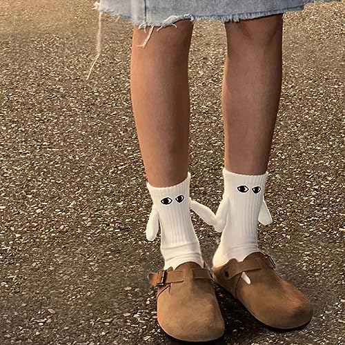 Yawlsow 2 Pair Holding Hands Socks, Funny Magnetic Suction 3D Doll Couple Socks，Unisex Couple Socks