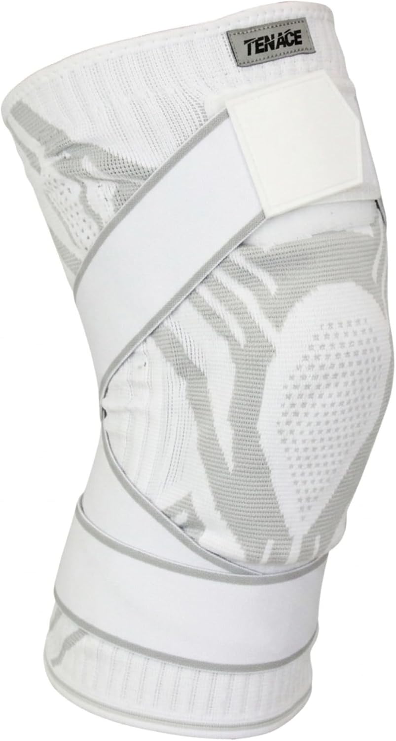 Tenace BJJ Knee Brace Grappling - Compression Knee Pad for Jiu Jitsu, MMA, Muay Thai, Wrestling, Judo - High Durability and Performance Unisex (White, X-Large)