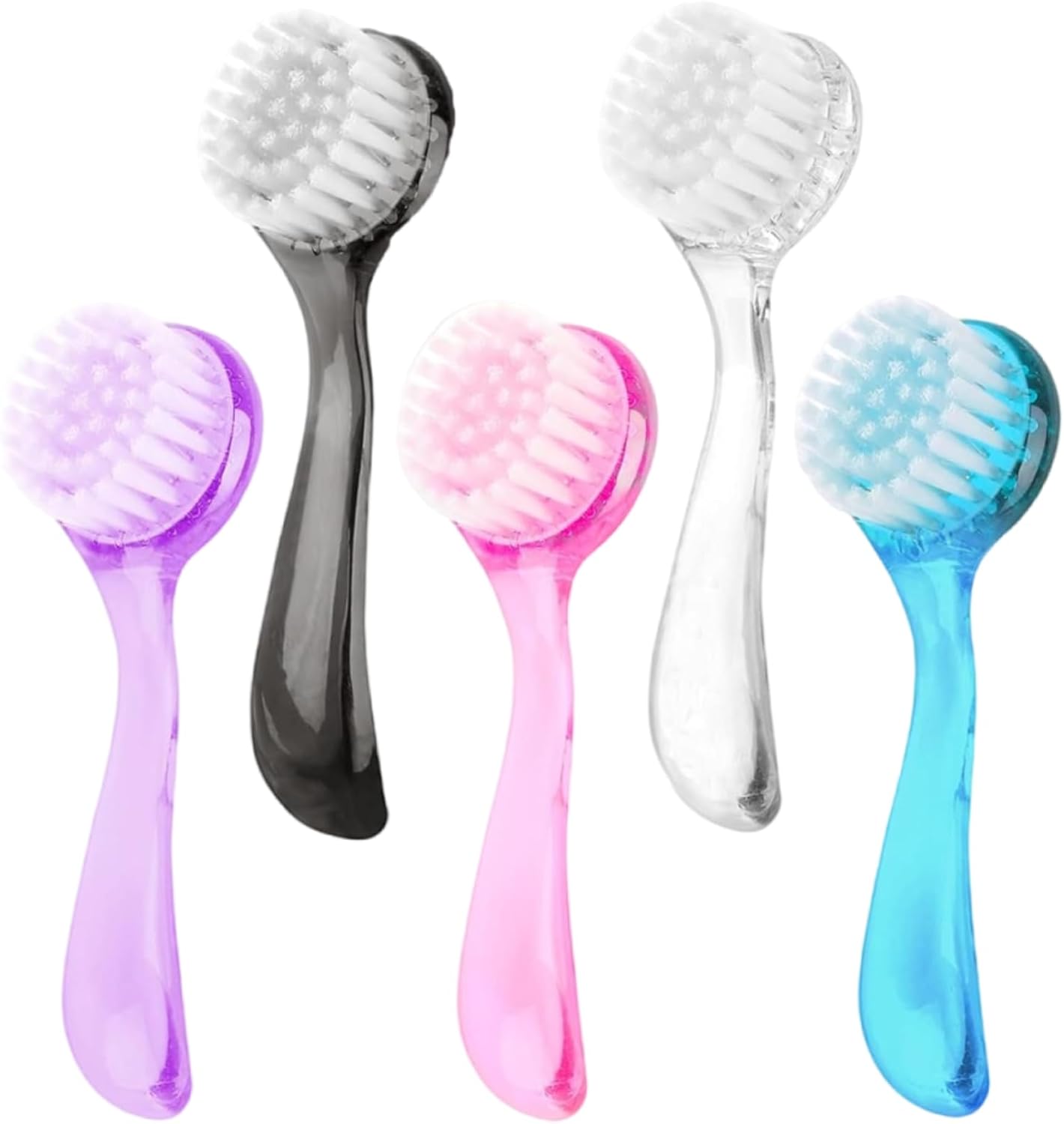 Soft Nail Dust Cleaning Brush 5Pcs Handle Grip Fingernail Brush Nail Dust Brush Manicure Pedicure Tools Women Men Home Salon（multicolor）