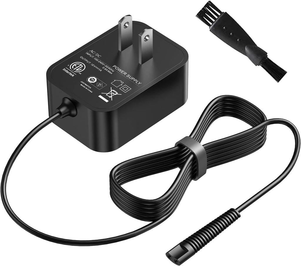 WUKUR 12V Charger Compatible with Braun Shaver Series 3/7/5/1/9, Charging Cord for Braun Electric Razor Shaver Trimmer 3040s, 310s, 340S, 5190cc, 5040s, 740S, 7865, 9290cc, 9095cc Replacement Adapter