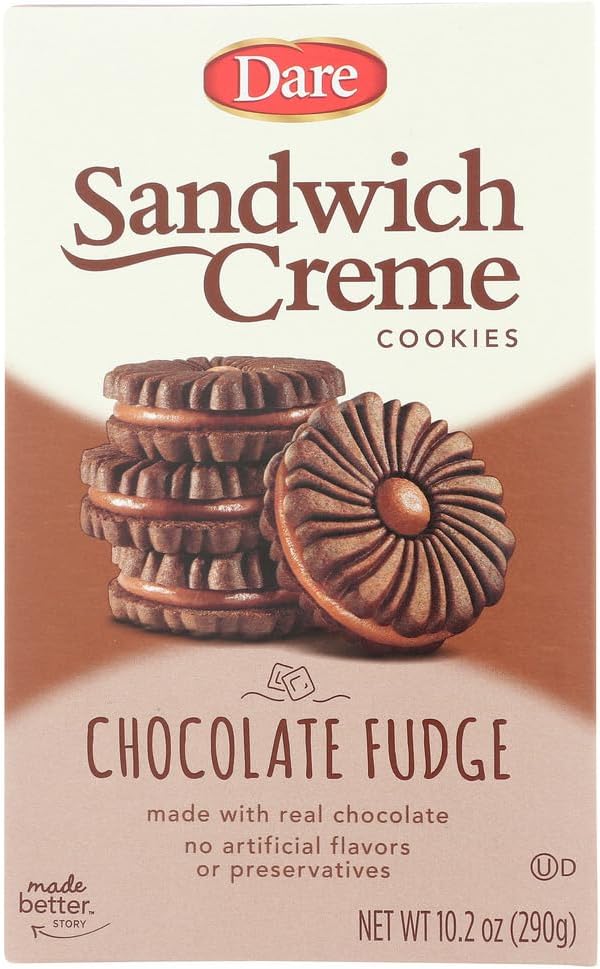 Dare Premium Chocolate Fudge Crème Filled Cookies - 2 Boxes Bundle