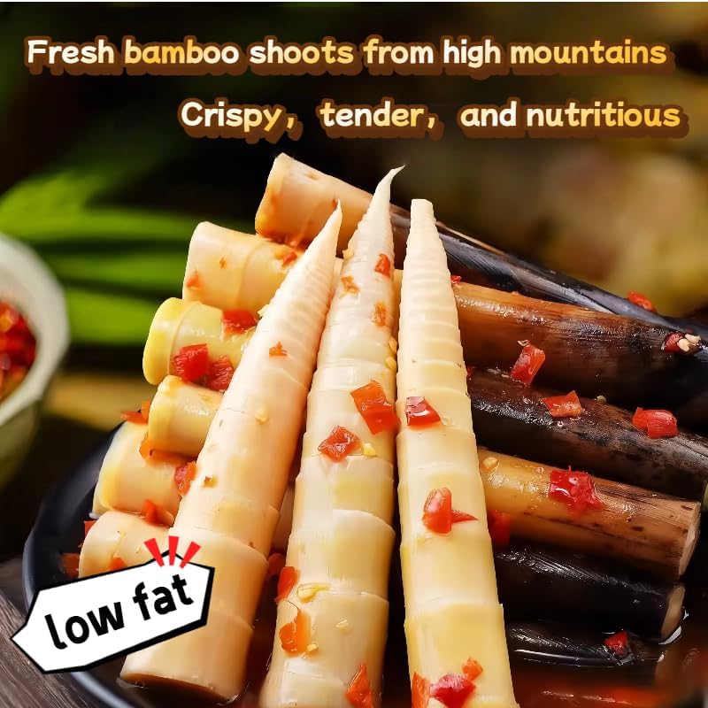 Spicy Bamboo Shoot Strips - 17.6oz (500g) | Pickled Pepper & Vegetable Mix | Ready-to-Eat Asian Snack | Vegan, Gluten-Free