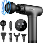 Gvber Massage Gun Deep Tissue, Handheld Percussion Back Massager for Athletes with 6 Attachments & 30 Speed (Grey)