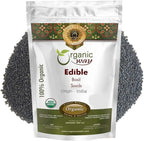 Organic Way Edible Basil Seeds | Organic & Kosher Certified | Sabja Seeds Rich in Fibers | Raw, Vegan, Non GMO & Gluten Free | USDA Certified | Origin - India (16 Ounce Pack)