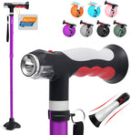 BigAlex Folding Walking Cane with Two Led Lights for Elderly Solid Base Adjustable Walking Stick with Carrying Bag for Men Women