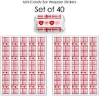 Big Dot of Happiness Conversation Hearts - Mini Candy Bar Wrapper Stickers - Valentine's Day Party Small Favors - 40 Count
