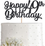 Black Happy 49th Birthday Cake Topper, Black Glitter Cheers To 49 Years Party Cakes Decorations, Supply