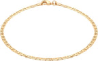 Barzel 18K Gold Plated Flat Marina Link Anklet for Women - Made In Brazil