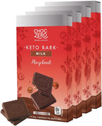 ChocZero Milk Chocolate Hazelnut Bark, No Added Sugar, Low Carb, High Fiber, Keto Friendly, No Sugar Alcohols (4 Count, 3.2oz Boxes)