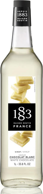 1883 White Chocolate Syrup for Drinks, Made in France, 1 Liter Glass Bottle