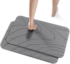 JUERLEN 2 Pack Diatomaceous Earth Shower Mat, Stone Bath Mat, Nonslip Super Absorbent Fast-Drying Hard Bath Mat for Bathroom Shower Floor, 24 x 16 inch, Grey Wave Design