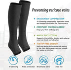 Open Toe Compression Socks Women & Men-2 Pairs 15-20 mmHg Knee High Stockings for Circulation Support