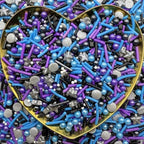 CandiJumpin Black Blue and Purple Pearl Sprinkles, Edible Pearls and Jimmies Mix Black Blue and Purple Sprinkles Crunchy Jimmies Edible Pearls for Cake Decorating Pearl Decoration for Baking Baby Shower Party Birthday Wedding Christmas Supplies 3 OZ