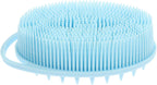Gatuida Silicone Bath Brush with Hook, Double-Sided Sensory Scrubber for Body Cleaning and Tactile Training, Soft Light Blue Bathing Massager for Newborn Shower