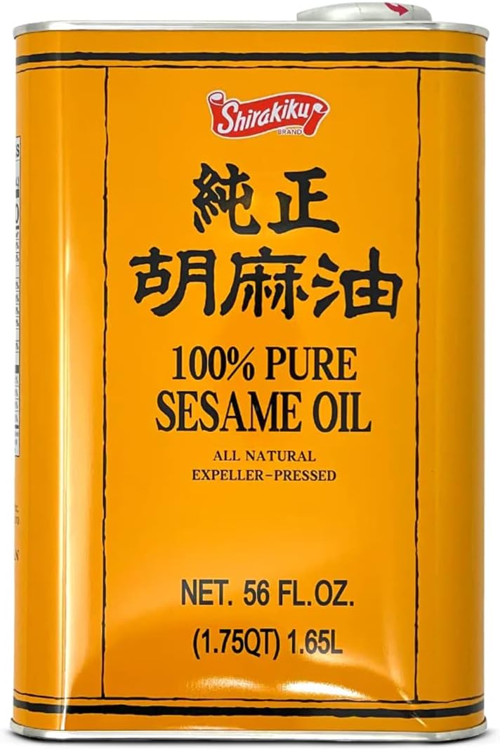Shirakiku Pure Japanese Sesame Seed Oil - Premium, Low Carb, Expeller Pressed and Rich Flavor Natural Sesame Seed Oil - Perfect for Authentic Oriental Asian Cuisine (Toasted) - 56 Fl Oz