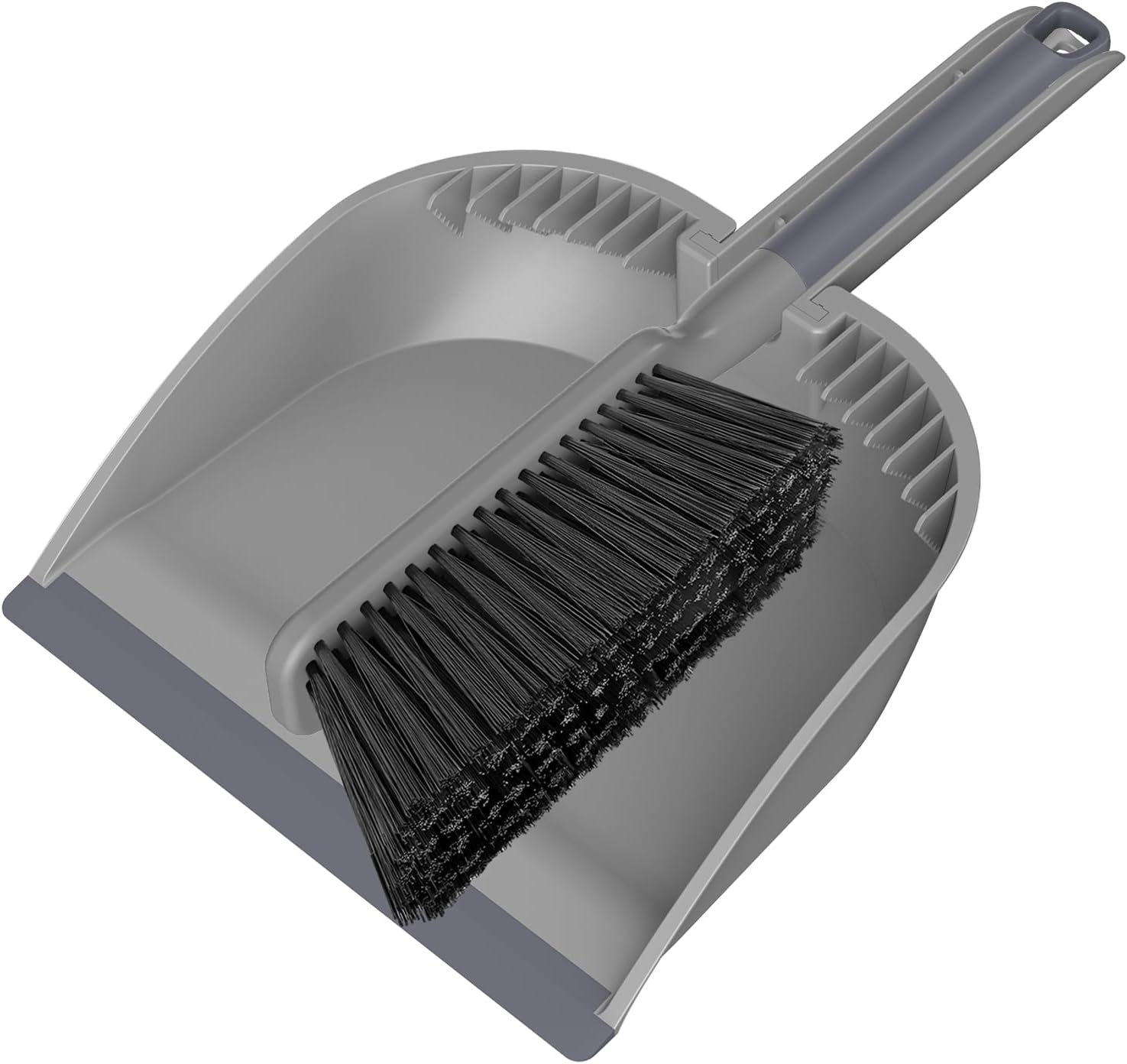 SetSail Small Dustpan and Brush Set, Nesting Snap-On Handheld Broom and Dust Pan with Teeth Portable Broom and Dustpan Set Suitable for Desktop, Pets Care, Sofa, Camping, Grey