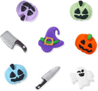 Edible Halloween Cake Decorations, 27 Count Royal Icing Toppers for Cakes, Cookies, Cupcakes - Pumpkin, Ghost, Witch Hat, Knife, Axe Icing Decoration - Spooky Baking Supplies for Halloween Party