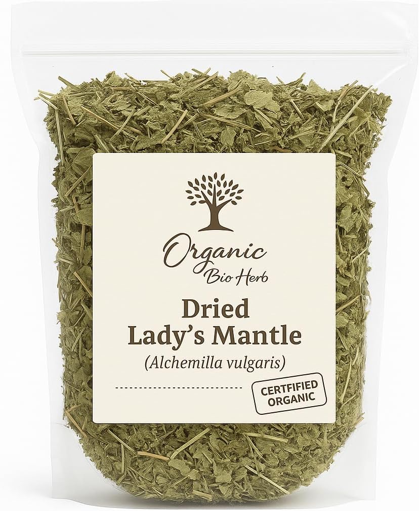 Organic Bio Herbs-Organic Dried Lady's Mantle Herb | Loose Leaf, Natural, Premium Quality | Herbal Tea & Remedies | Alchemilla vulgaris | Handpicked & Air-Dried (2 Oz)