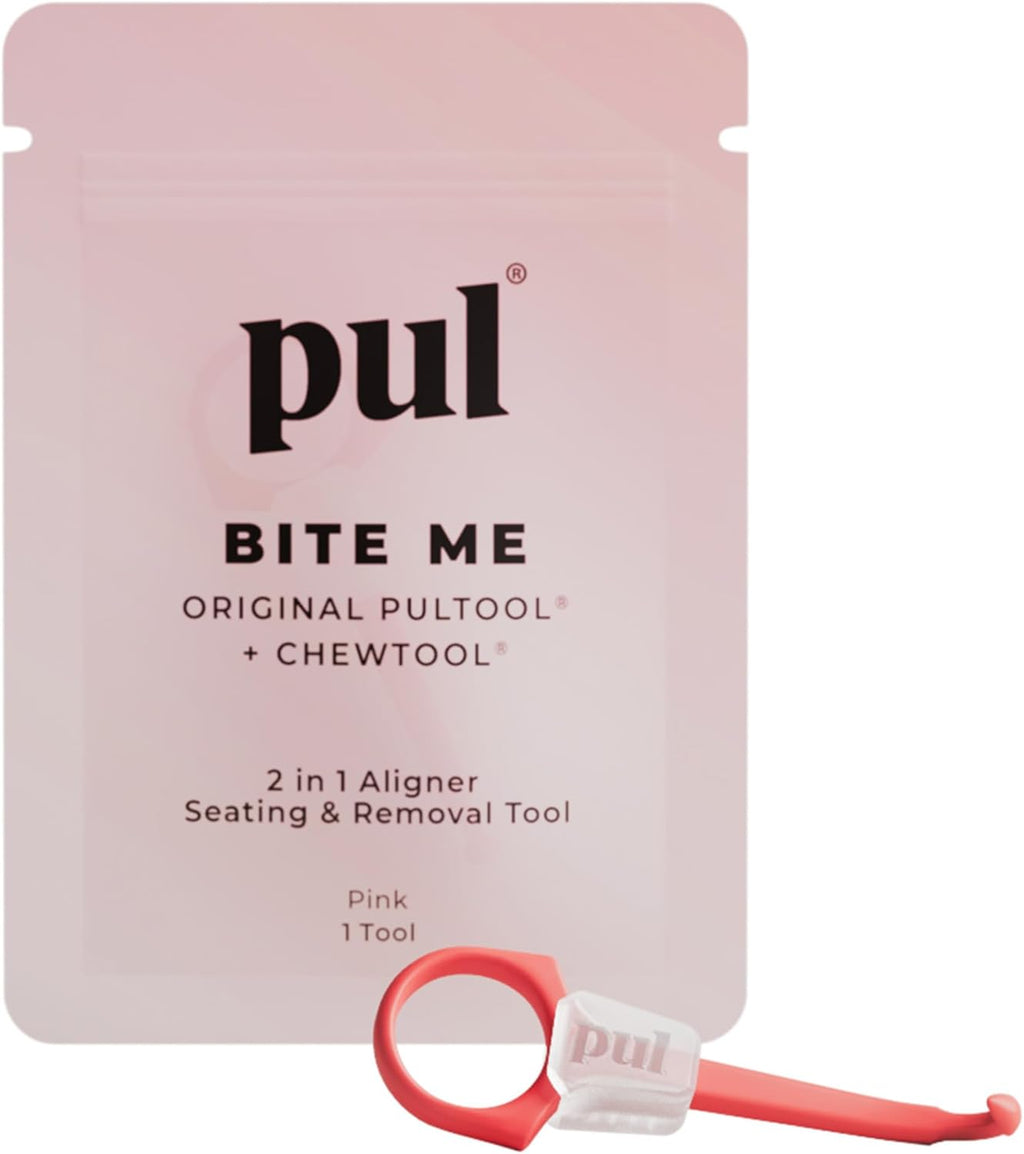 PUL 2-in-1 Aligner Removal Tool and Chewies for Invisalign Aligners, Retainers and Trays - Patented Invisalign Remover Tool for Easy Removal & Secure Fit - Pack of 1, Pink