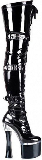 High Heels 20cm Lace Up Belt Buckle Knee High Boots